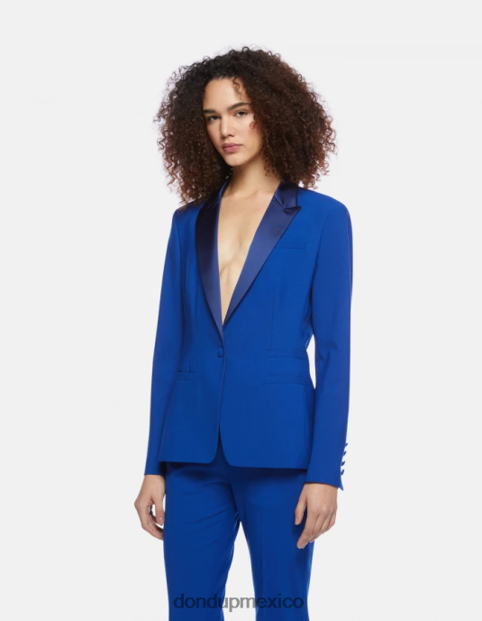 azul real DONDUP mujer blazer de lana con botonadura sencilla vestir D0VXD383