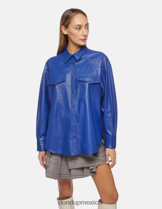 azul real DONDUP mujer camisa holgada de napa vestir D0VXD263