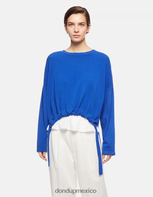 azul real DONDUP mujer jersey de viscosa con cuello redondo vestir D0VXD324