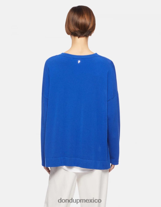 azul real DONDUP mujer jersey de viscosa con cuello redondo vestir D0VXD324