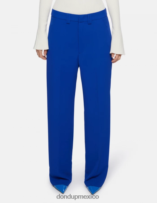 azul real DONDUP mujer pantalones anchos de gabardina joan vestir D0VXD147