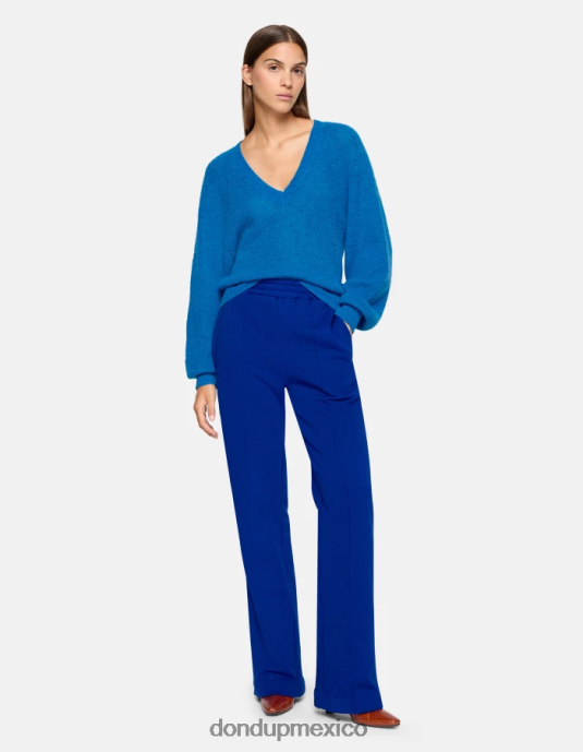 azul real DONDUP mujer pantalones anchos de lana vestir D0VXD188