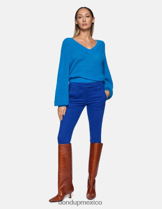 azul real DONDUP mujer pantalones de algodón perfectos y ajustados vestir D0VXD180