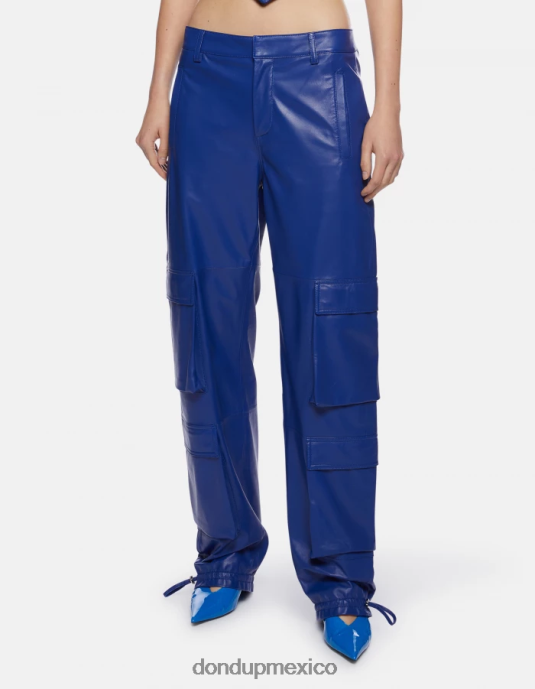 azul real DONDUP mujer pantalones tori holgados de piel de napa vestir D0VXD197