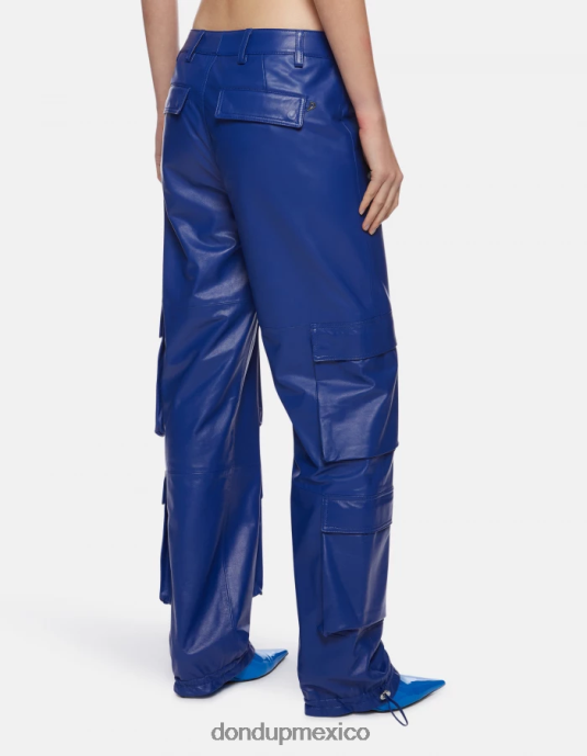 azul real DONDUP mujer pantalones tori holgados de piel de napa vestir D0VXD197