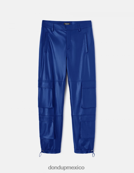 azul real DONDUP mujer pantalones tori holgados de piel de napa vestir D0VXD197