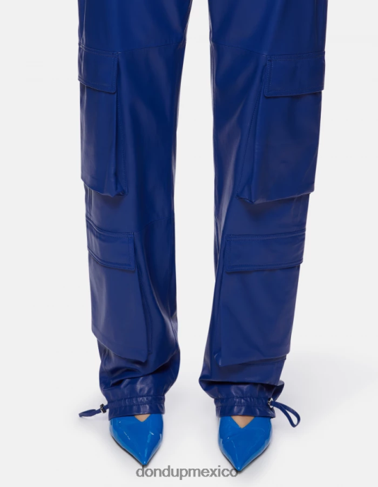 azul real DONDUP mujer pantalones tori holgados de piel de napa vestir D0VXD197