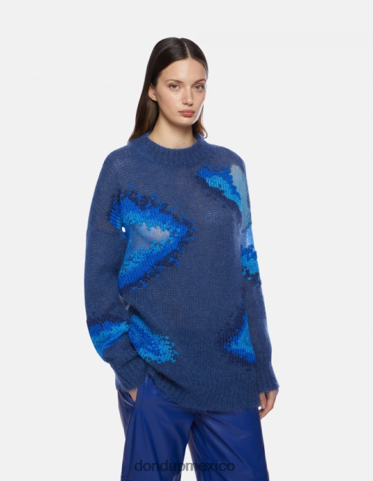 azul real DONDUP mujer suéter de mohair con cuello redondo vestir D0VXD313