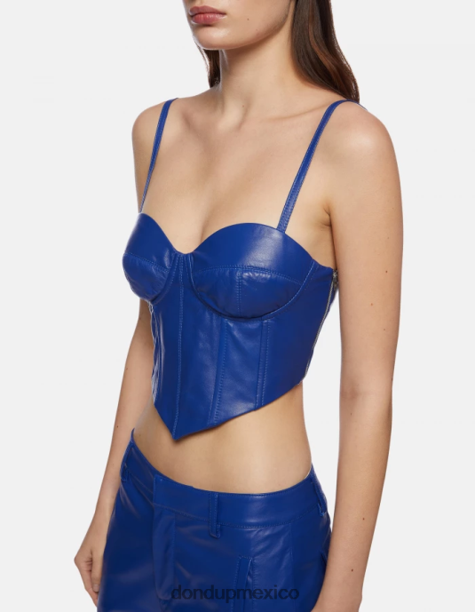 azul real DONDUP mujer top ajustado de piel de napa vestir D0VXD264