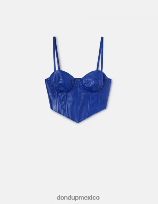 azul real DONDUP mujer top ajustado de piel de napa vestir D0VXD264