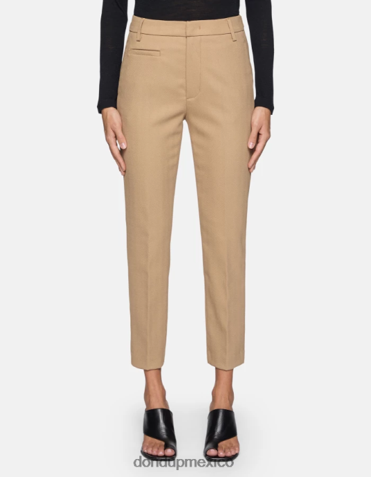 beige DONDUP mujer pantalones ariel carrot fit de 27 pulgadas en mezcla de lana vestir D0VXD146