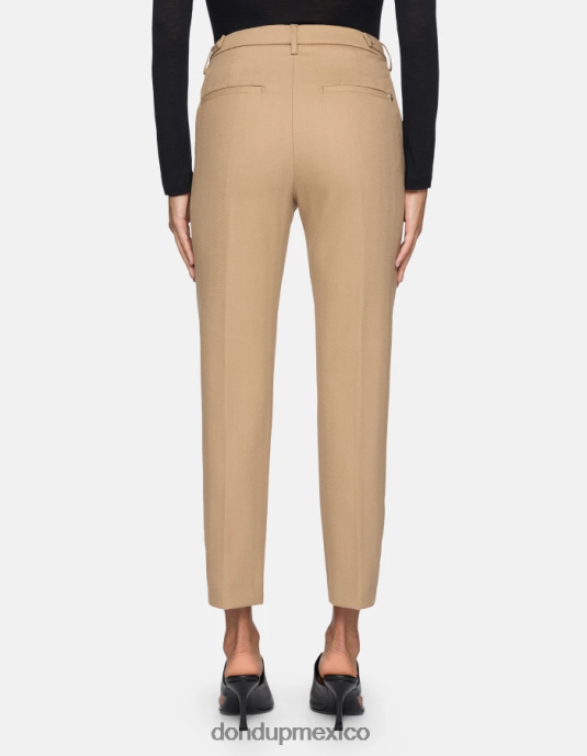 beige DONDUP mujer pantalones ariel carrot fit de 27 pulgadas en mezcla de lana vestir D0VXD146