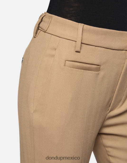 beige DONDUP mujer pantalones ariel carrot fit de 27 pulgadas en mezcla de lana vestir D0VXD146
