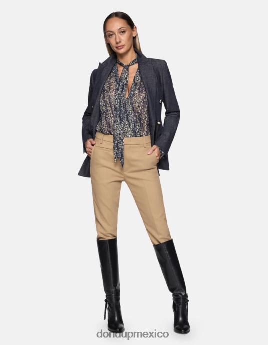 beige DONDUP mujer pantalones ariel carrot fit de 27 pulgadas en mezcla de lana vestir D0VXD146