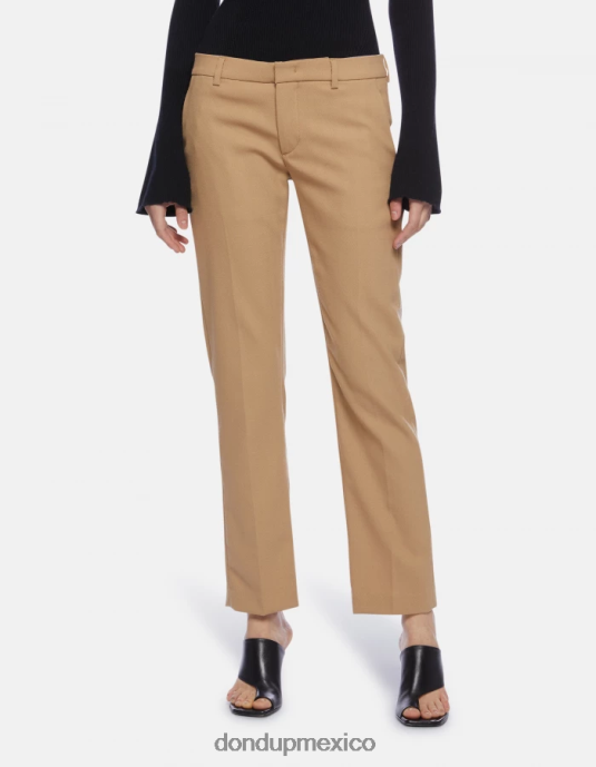 beige DONDUP mujer pantalones kasya regular fit en mezcla de lana vestir D0VXD182