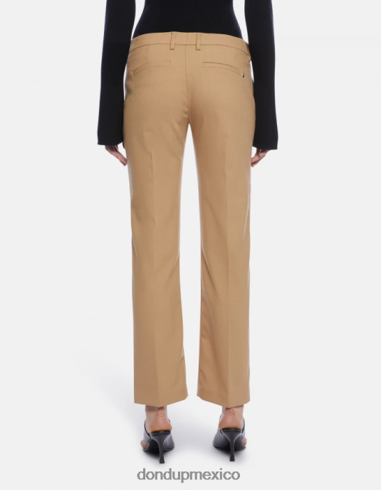 beige DONDUP mujer pantalones kasya regular fit en mezcla de lana vestir D0VXD182
