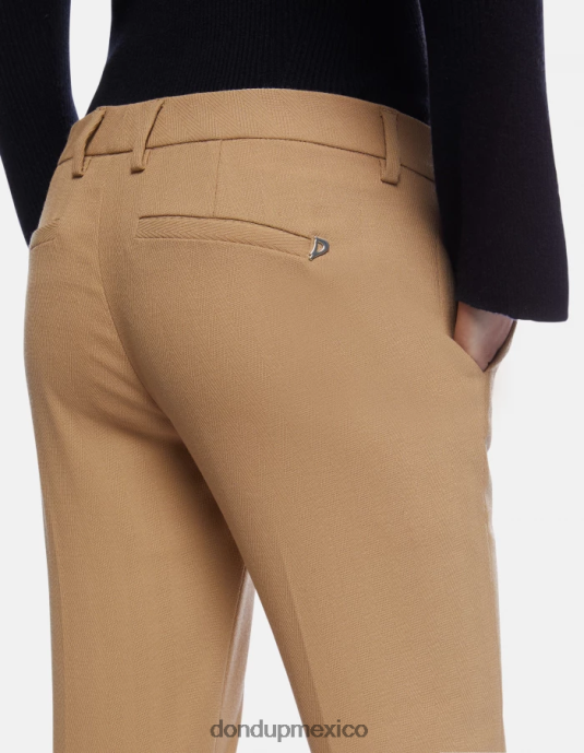 beige DONDUP mujer pantalones kasya regular fit en mezcla de lana vestir D0VXD182
