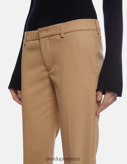 beige DONDUP mujer pantalones kasya regular fit en mezcla de lana vestir D0VXD182