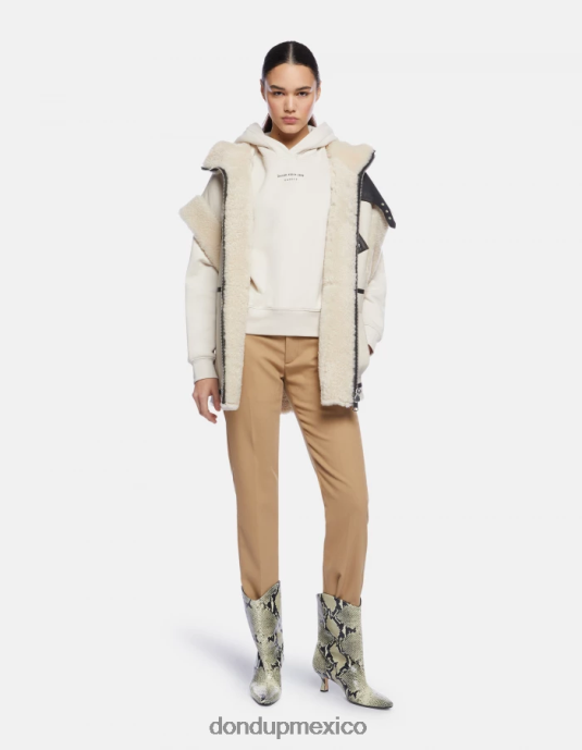 beige DONDUP mujer pantalones kasya regular fit en mezcla de lana vestir D0VXD182