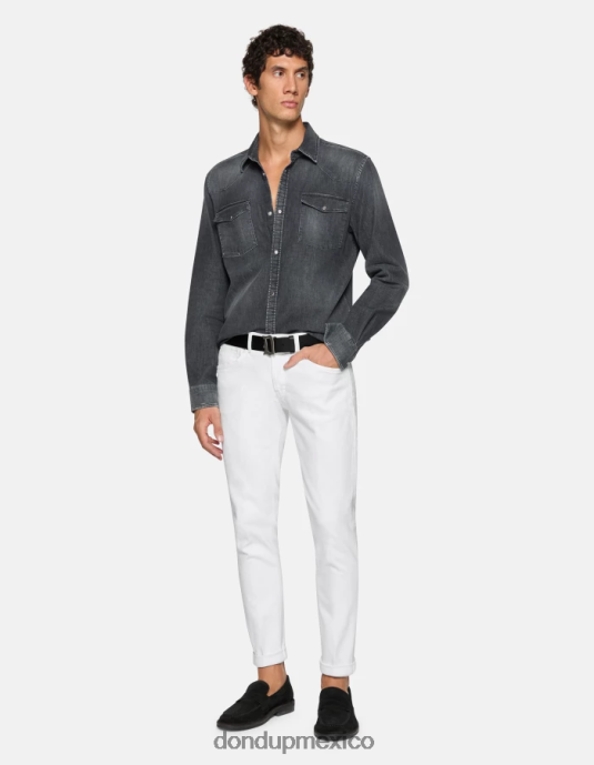 blanco DONDUP hombres Vaqueros ajustados George en denim elástico Bull vestir D0VXD636