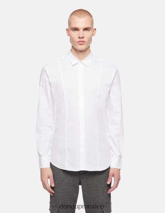 blanco DONDUP hombres camisa de popelina slim vestir D0VXD855