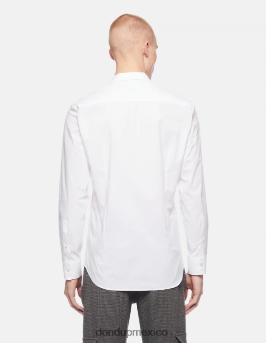 blanco DONDUP hombres camisa de popelina slim vestir D0VXD855