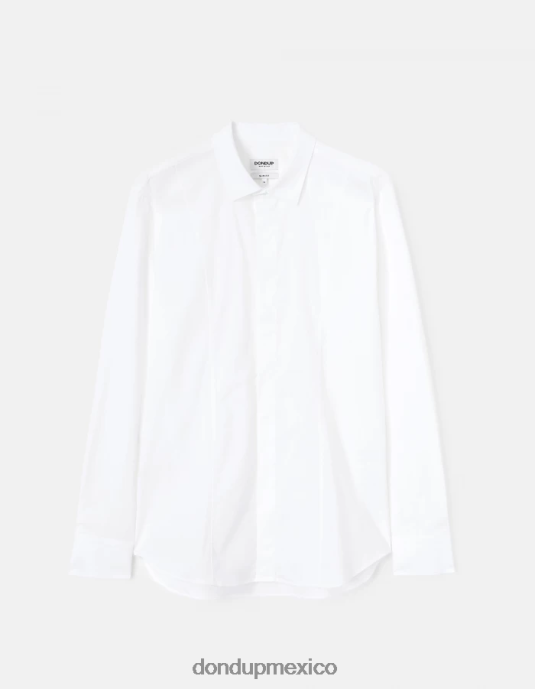blanco DONDUP hombres camisa de popelina slim vestir D0VXD855