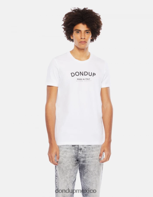 blanco DONDUP hombres camiseta ajustada de punto vestir D0VXD818
