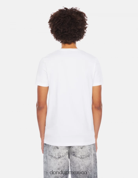 blanco DONDUP hombres camiseta ajustada de punto vestir D0VXD818