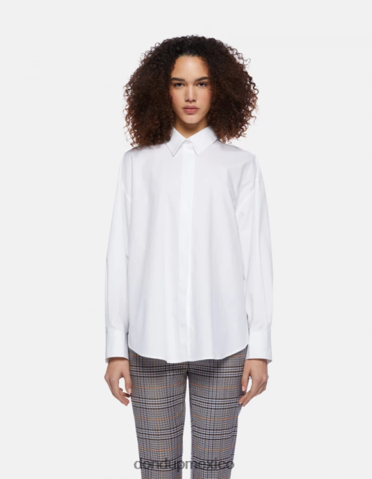 blanco DONDUP mujer camisa de popelina oversize vestir D0VXD243
