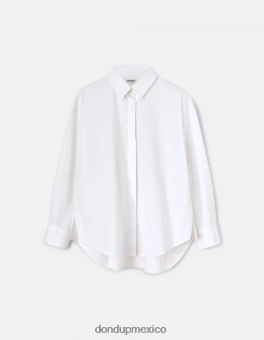 blanco DONDUP mujer camisa de popelina oversize vestir D0VXD243