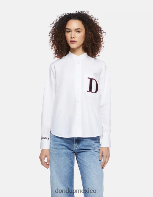 blanco DONDUP mujer camisa de popelina regular fit vestir D0VXD259