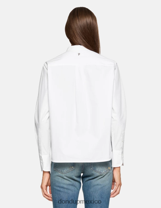 blanco DONDUP mujer camisa de popelina regular fit vestir D0VXD260