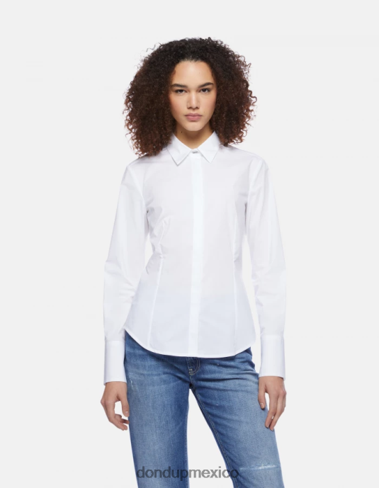 blanco DONDUP mujer camisa de popelina slim vestir D0VXD245