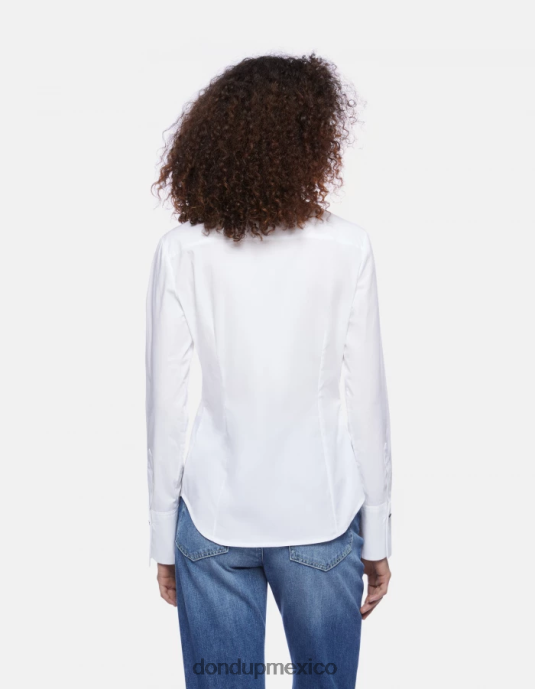 blanco DONDUP mujer camisa de popelina slim vestir D0VXD245