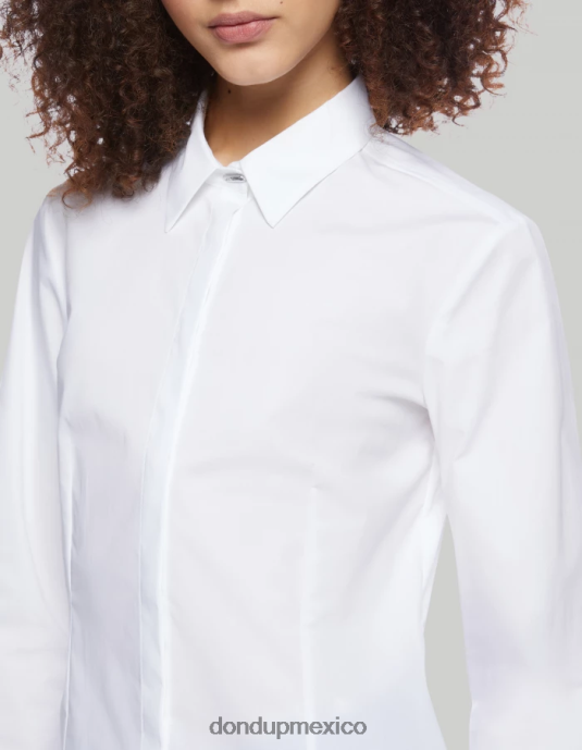 blanco DONDUP mujer camisa de popelina slim vestir D0VXD245