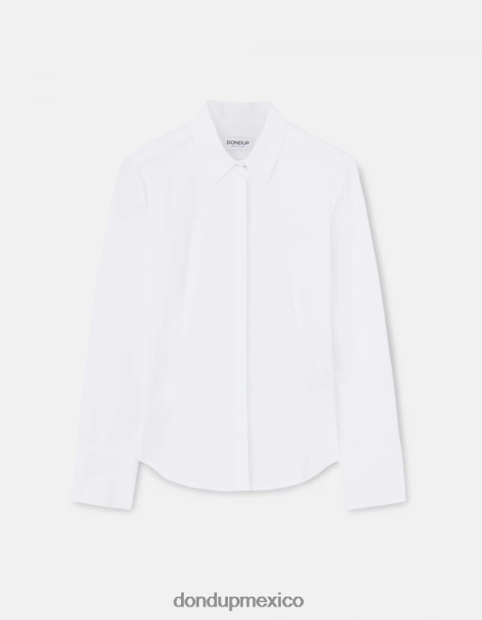 blanco DONDUP mujer camisa de popelina slim vestir D0VXD245