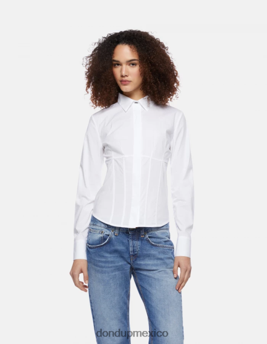 blanco DONDUP mujer camisa de popelina slim vestir D0VXD249