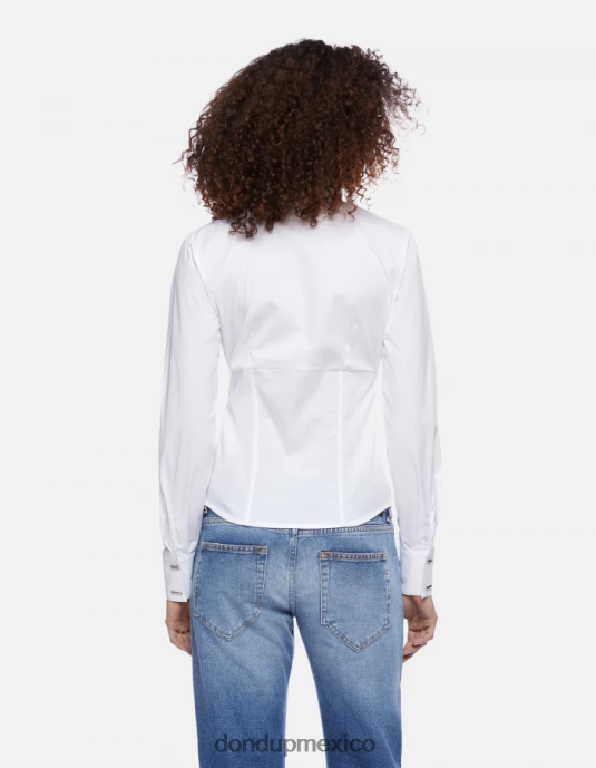 blanco DONDUP mujer camisa de popelina slim vestir D0VXD249