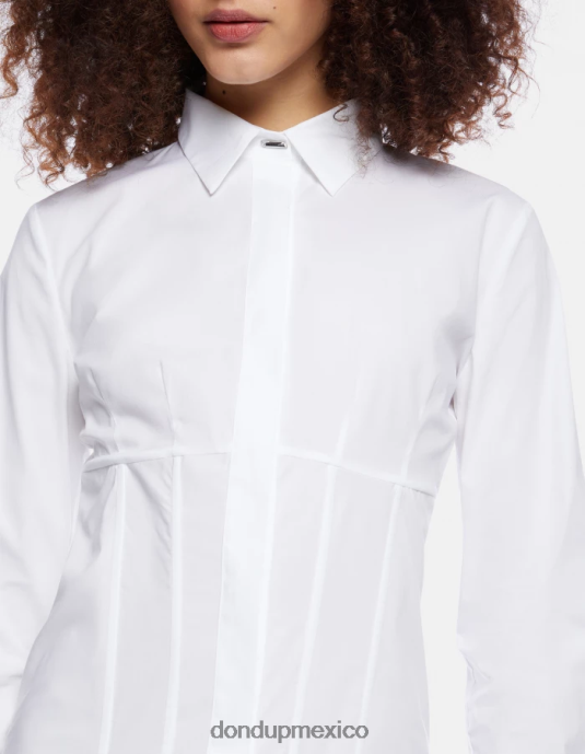 blanco DONDUP mujer camisa de popelina slim vestir D0VXD249