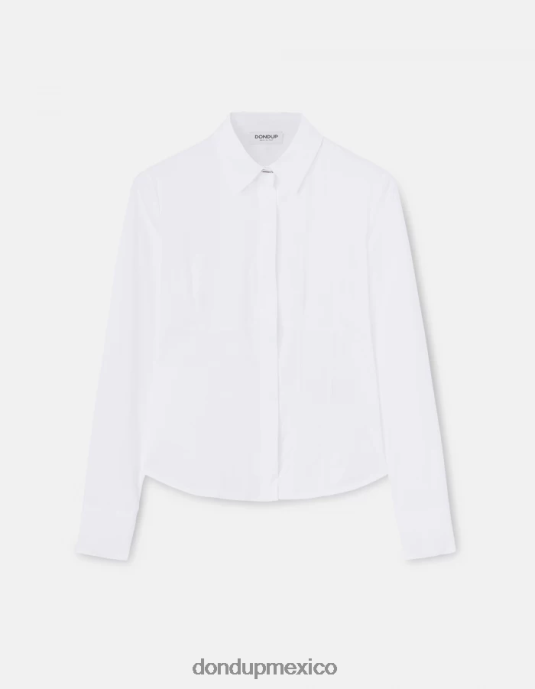 blanco DONDUP mujer camisa de popelina slim vestir D0VXD249