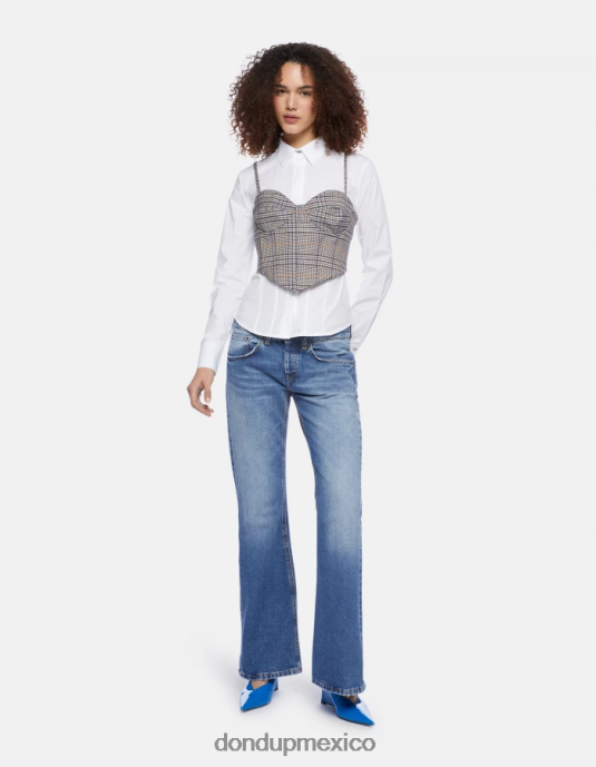 blanco DONDUP mujer camisa de popelina slim vestir D0VXD249