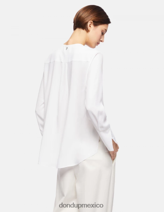 blanco DONDUP mujer camisa regular fit en mezcla de seda vestir D0VXD247