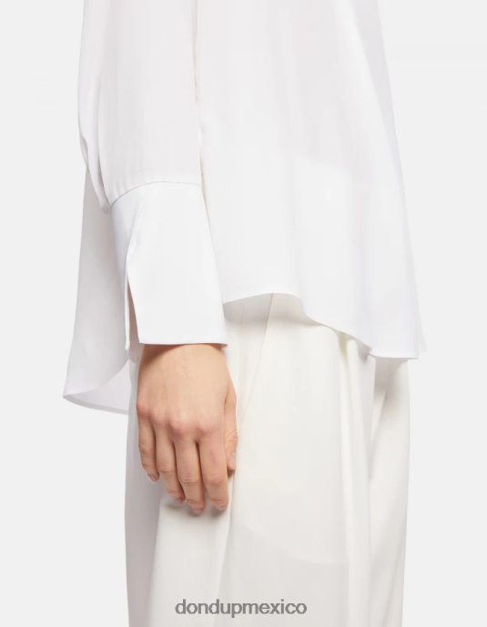 blanco DONDUP mujer camisa regular fit en mezcla de seda vestir D0VXD247