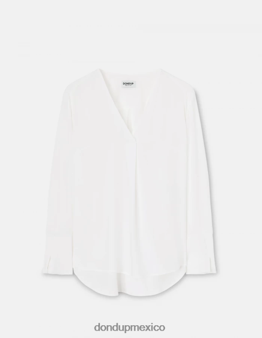 blanco DONDUP mujer camisa regular fit en mezcla de seda vestir D0VXD247