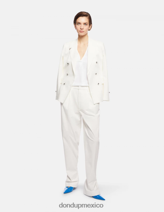 blanco DONDUP mujer camisa regular fit en mezcla de seda vestir D0VXD247