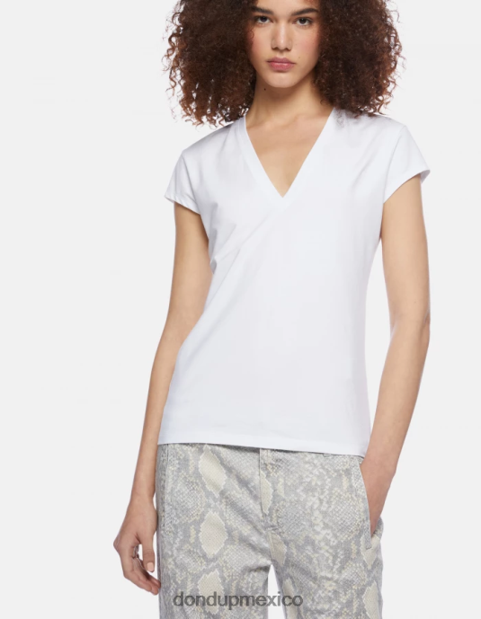 blanco DONDUP mujer camiseta ajustada de punto vestir D0VXD421