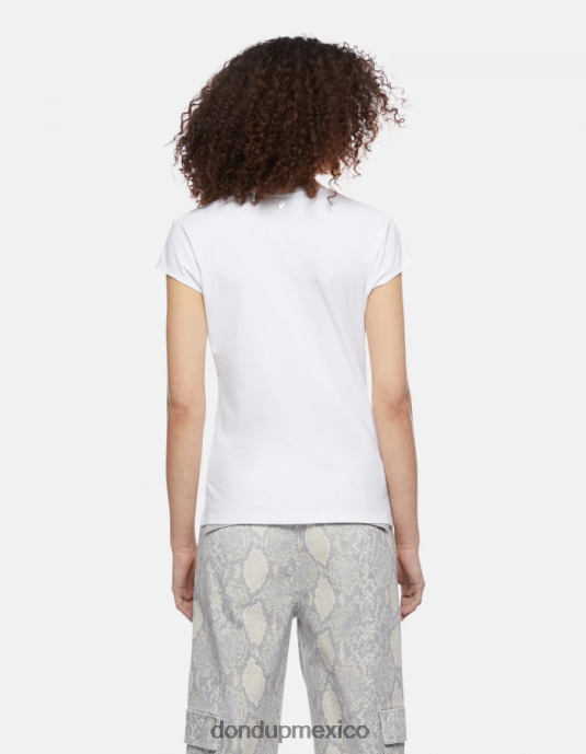 blanco DONDUP mujer camiseta ajustada de punto vestir D0VXD421