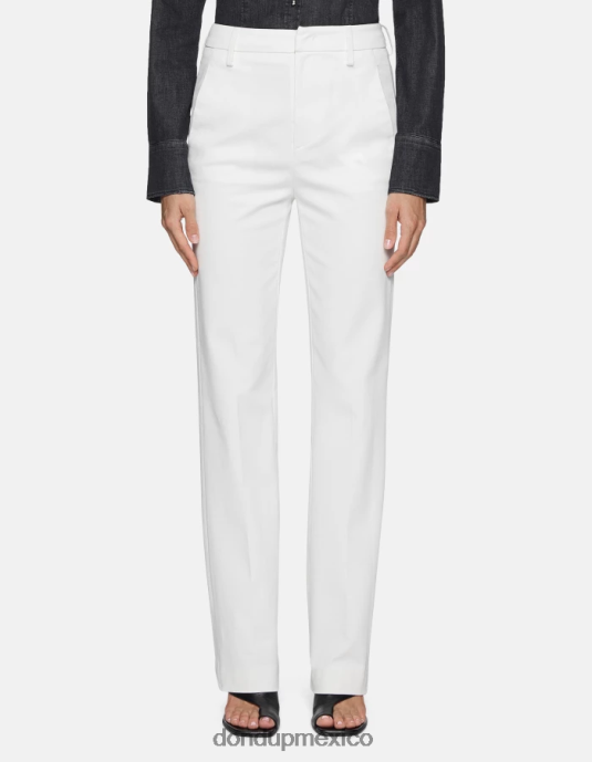 blanco DONDUP mujer pantalones patty regular fit de algodón vestir D0VXD150