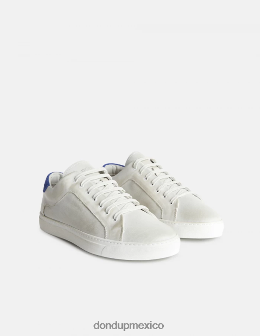 blanco azul DONDUP hombres zapatillas de cuero envejecido calzado D0VXD978